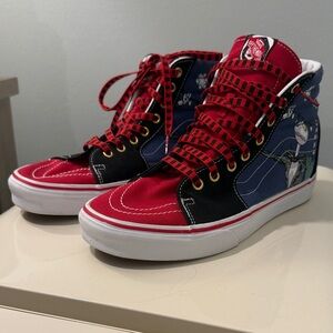 Vans Red and Blue High-Tops with Checkered Laces